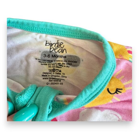 Birdie Bean Aurora Bamboo Convertible Footie 3-6 Months - Picture 3 of 3